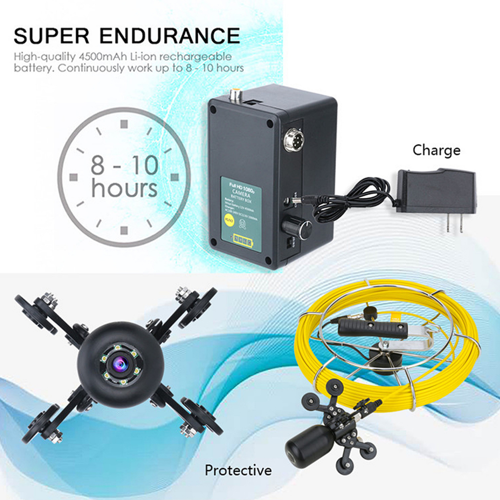 Nóng bỏng Màn hình 9in DVR Camera kép 1080P Kiểm tra đường ống ngầm chống nước IP68 với cáp 98 4ft 100-240V