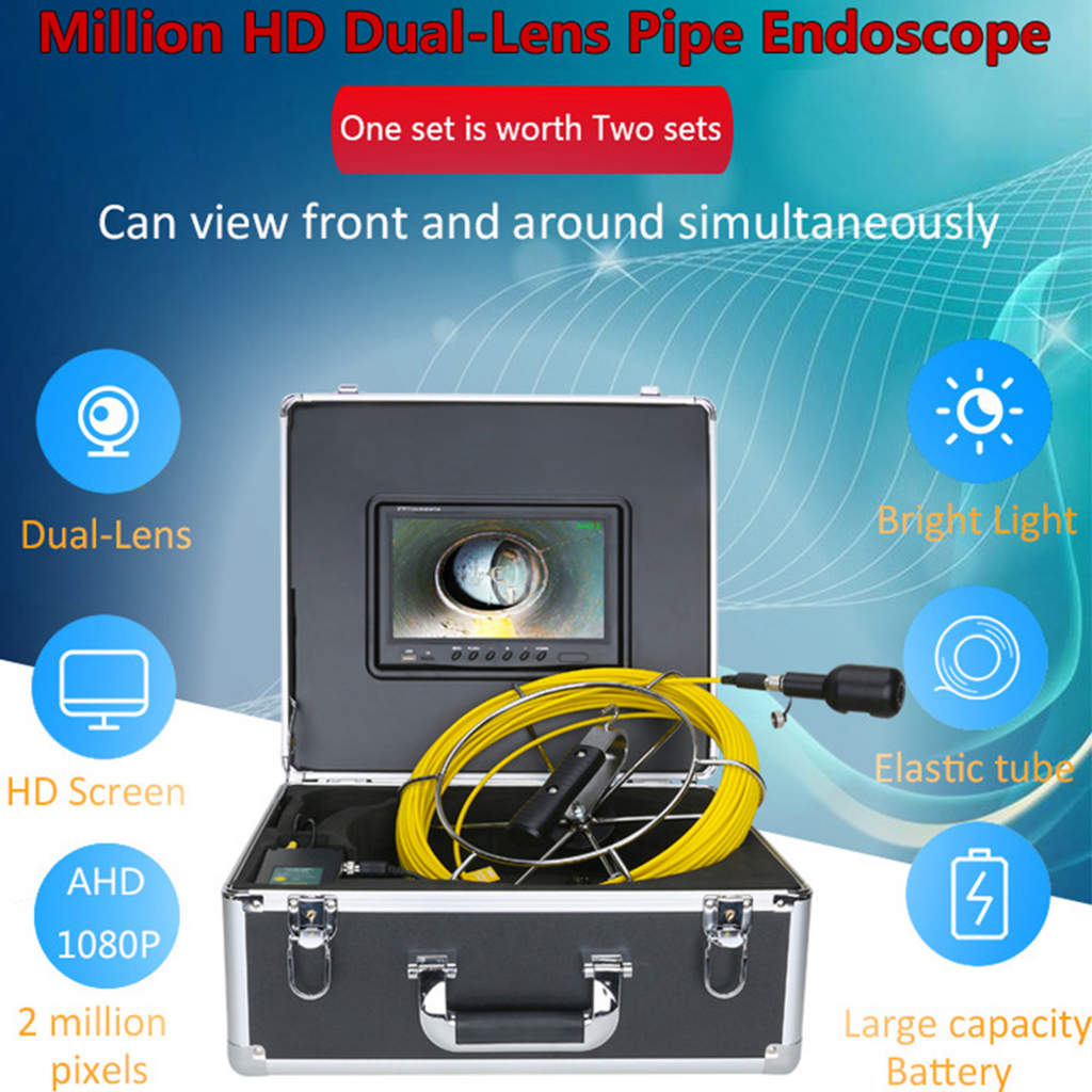 Nóng bỏng Màn hình 9in DVR Camera kép 1080P Kiểm tra đường ống ngầm chống nước IP68 với cáp 98 4ft 100-240V