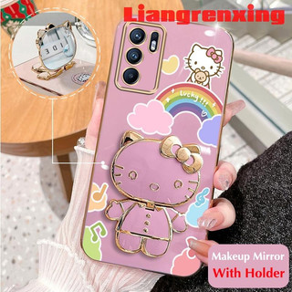 ốp lưng Ốp Điện Thoại Silicon Chống Sốc Gắn Kèm Gương Trang Điểm Cho oppo reno 6 4g oppo a16 oppo reno 6z 5g oppo reno6 z 5g DDXKT01 viền vuông cute