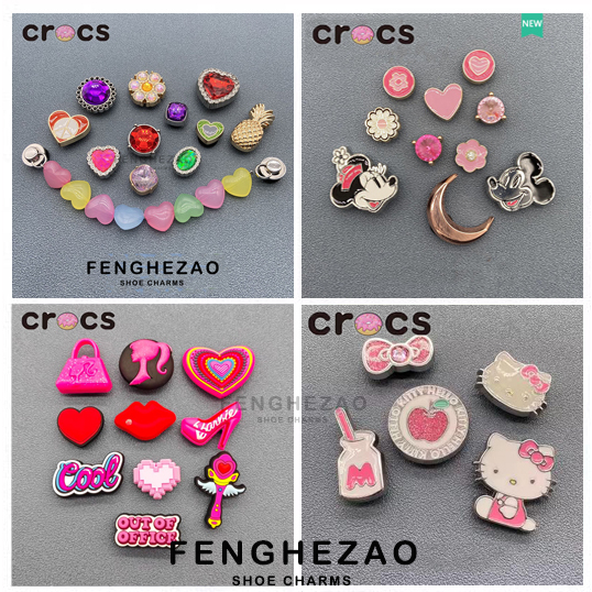 Giá Đỡ Giày Crocs Chính Hãng Màu Hồng / Tím Đính Hoa Độc Đáo Thời Trang DIY Cho Nữ