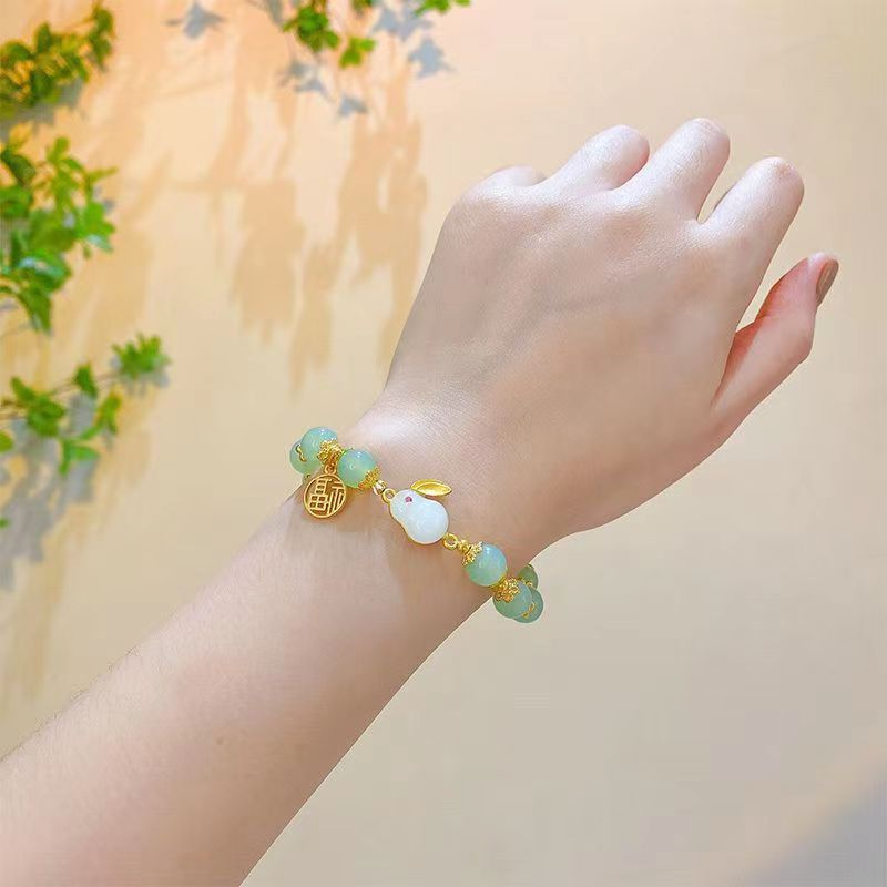 Vòng Tay Xâu Hạt Đỏ May Mắn Hình Thỏ May Mắn Phong Cách Trung Hoa Dành Cho Nữ