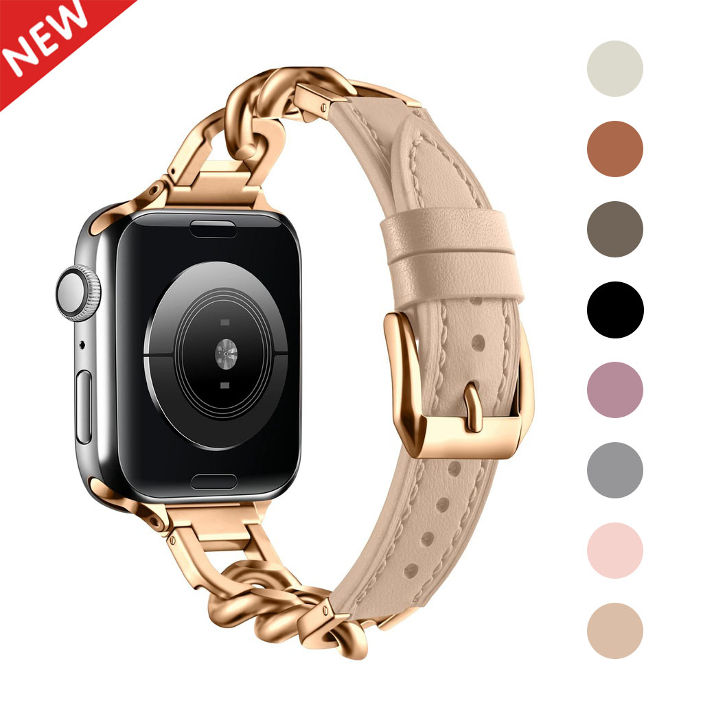 Dây đeo cho Apple Watch Ultra band 49mm 45mm 41mm 44mm 40mm 42mm Dây chuyền bằng thép không gỉ Vòng đeo tay da iWatch series 8 7 6 4 se