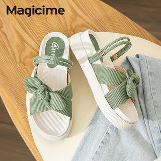 Magicime Sandal Đế Xuồng Hai Quai Phong Cách Thời Trang Mới 2024 Dành Cho Nữ
