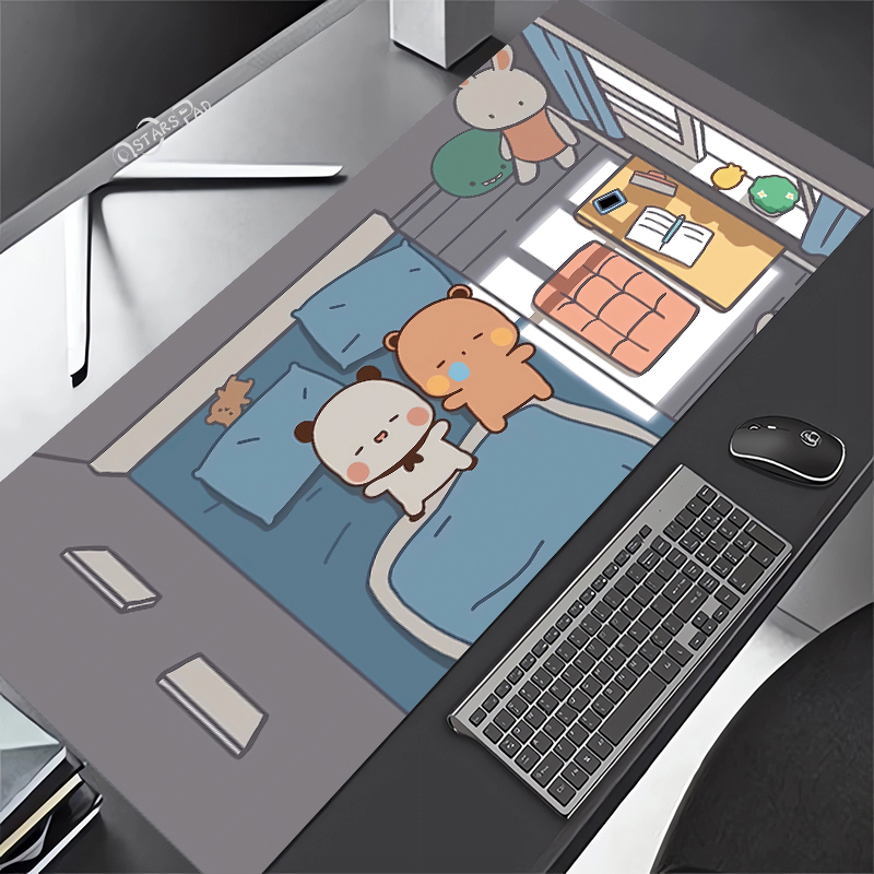 Thảm Lót Chuột Và Bàn Phím Máy Tính Bằng Cao Su Mềm Tự Nhiên Hình Gấu Trúc / Mèo Dễ Thương XL HD Bubu Dudu XXL Playmat