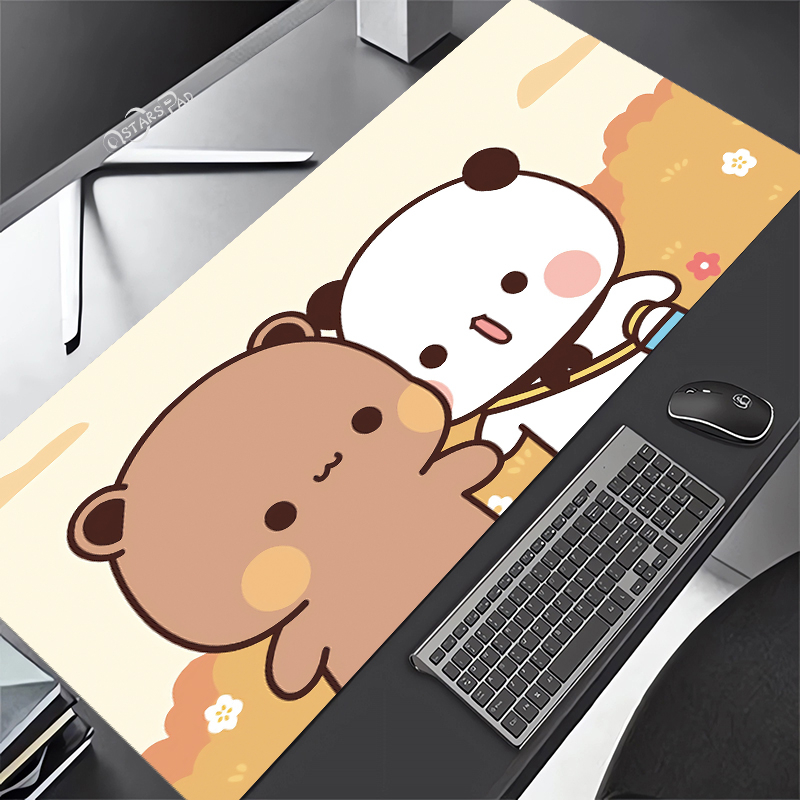 Thảm Lót Chuột Và Bàn Phím Máy Tính Bằng Cao Su Mềm Tự Nhiên Hình Gấu Trúc / Mèo Dễ Thương XL HD Bubu Dudu XXL Playmat