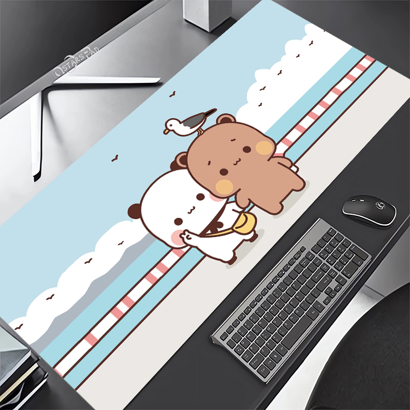 Thảm Lót Chuột Và Bàn Phím Máy Tính Bằng Cao Su Mềm Tự Nhiên Hình Gấu Trúc / Mèo Dễ Thương XL HD Bubu Dudu XXL Playmat