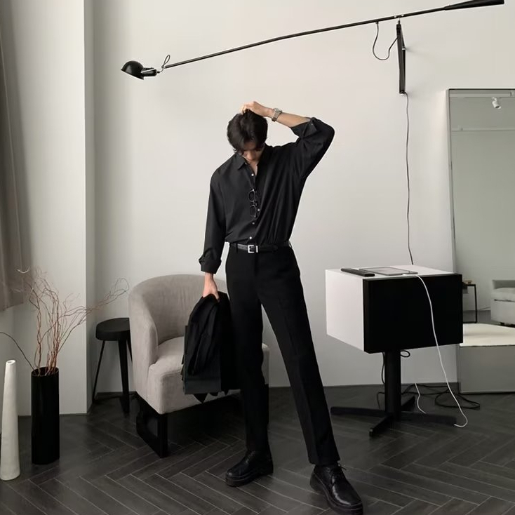 Áo Sơ Mi Tay Dài Màu Trơn Đơn Giản Thời Trang Hàn Quốc Cho Nam Nữ