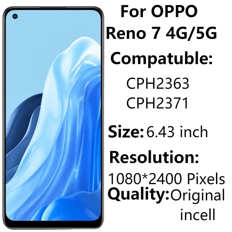Màn Hình Cảm Ứng LCD Thay Thế Chuyên Dụng Cho OPPO Reno7 4G CPH2363 Reno 7 5G CPH2371