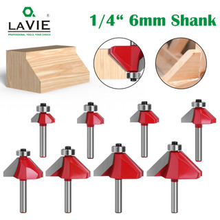 Lavie 1 6mm 6.35mm Shank 45 độ Chamfer Router Bit Edge Hình thành vát Chế biến gỗ phay cắt cho Bit gỗ