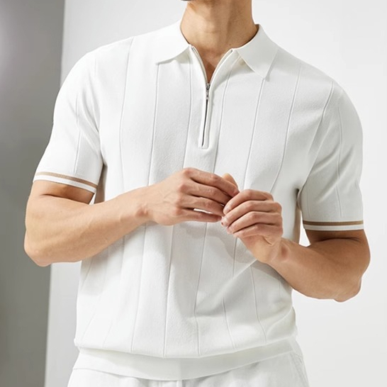 Áo Thun POLO Dệt Kim Tay Ngắn Thoáng Khí Chống Nhăn Size M-3XL Phong Cách Doanh Nhân Cho Nam