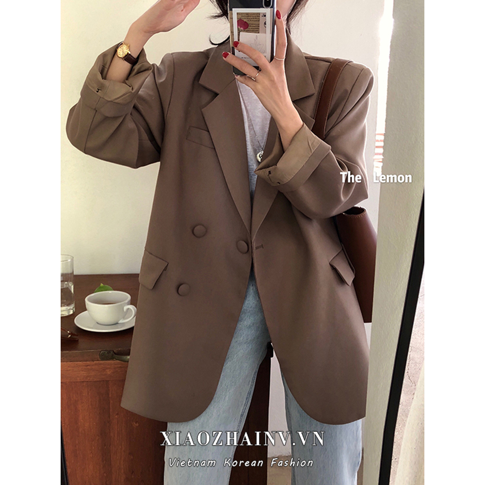 Xiaozhainv Áo Khoác Blazer Nữ Dáng Rộng Thời Trang Phong Cách Hàn Quốc