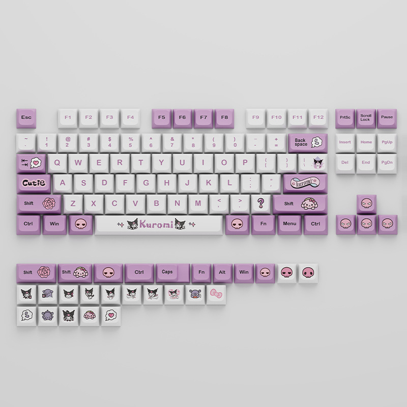 KUROMI Theme Keycap 130-Key XDA Profile PBT Key Cap cho Bàn phím cơ DIY