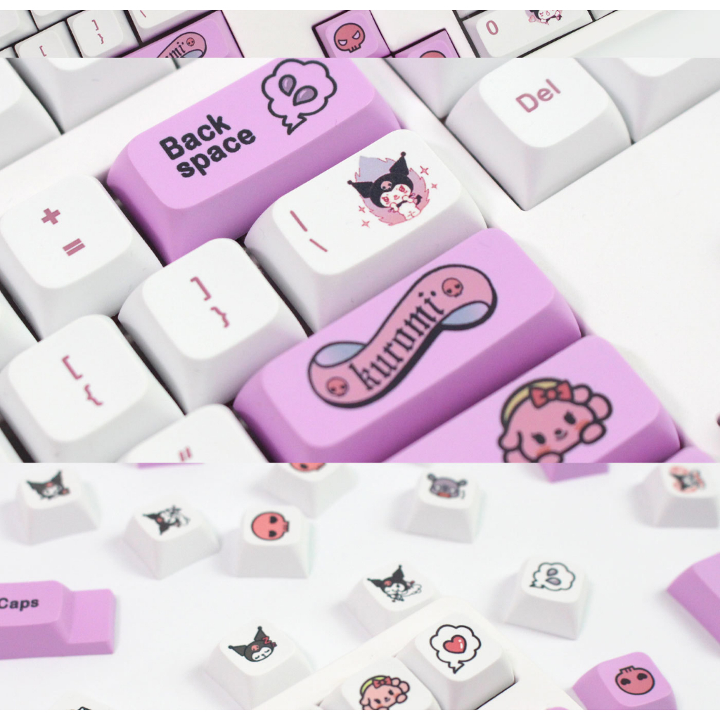 KUROMI Theme Keycap 130-Key XDA Profile PBT Key Cap cho Bàn phím cơ DIY