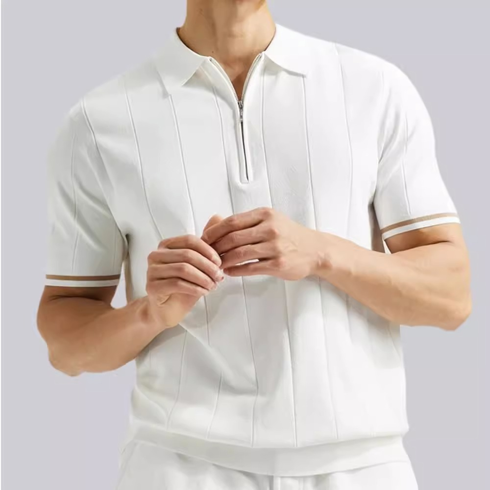 Áo Thun POLO Dệt Kim Tay Ngắn Thoáng Khí Chống Nhăn Size M-3XL Phong Cách Doanh Nhân Cho Nam