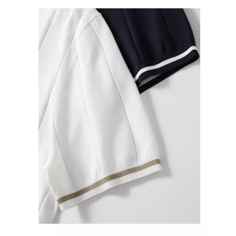 Áo Thun POLO Dệt Kim Tay Ngắn Thoáng Khí Chống Nhăn Size M-3XL Phong Cách Doanh Nhân Cho Nam