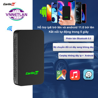 VNNETLAN CARLINKIT 5.0 - CP2A - Bộ chuyển đổi Bluetooth 5.0 để kết nối Apple Carplay Wireless trên ô tô / Kích hoạt Apple Carplay Wireless và Android Auto Wired của Android