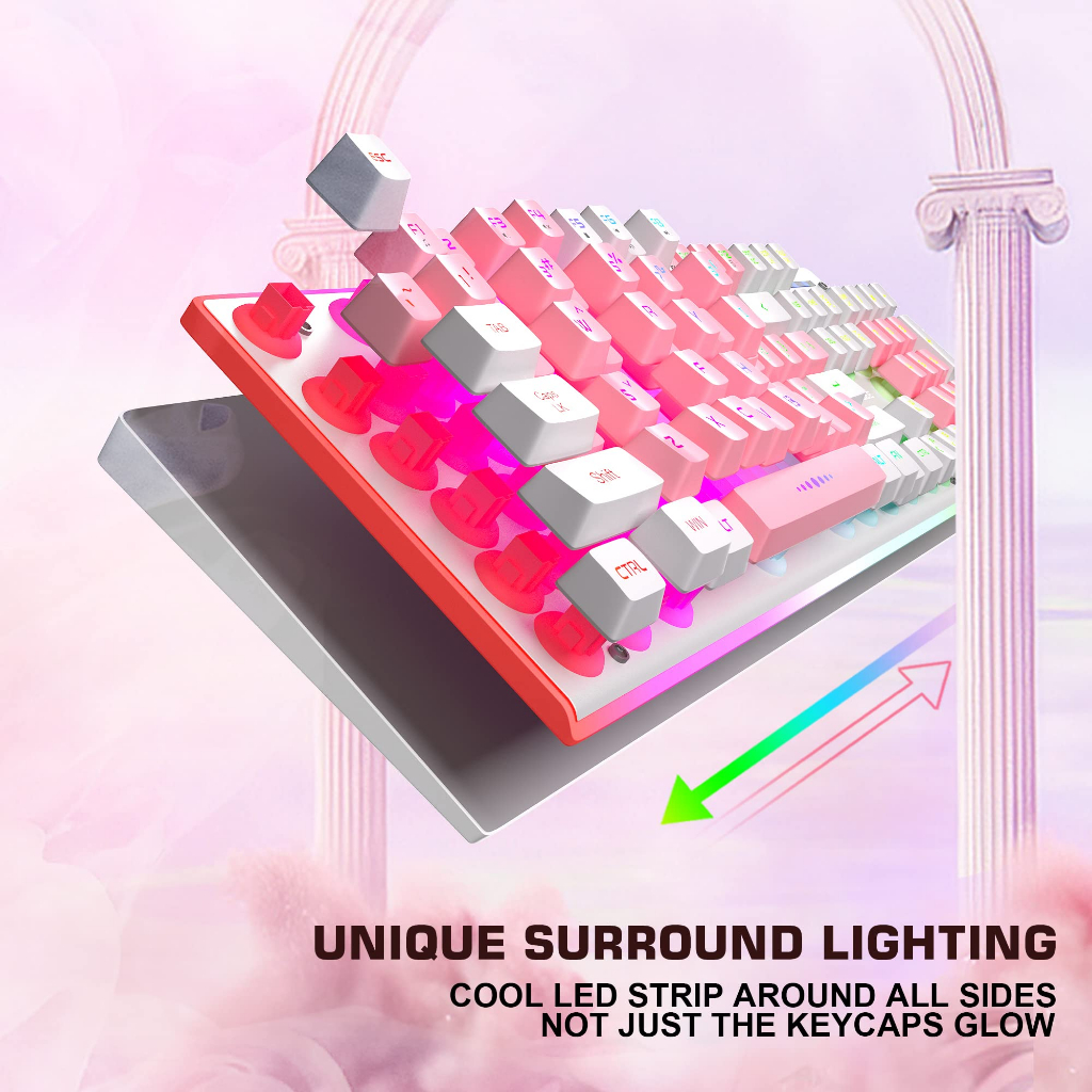 Bàn Phím Chơi Game Không Dây Magege V510 2.4G Có Đèn Nền LED RGB Không Dây Chống Thấm Nước Có Thể Sạc Lại Cho Laptop Windows