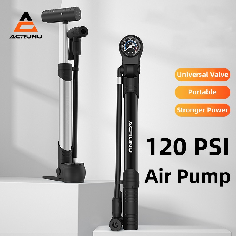ACRUNU Ống Bơm Hơi Mini Áp Suất Cao 120PSI Kèm Đồng Hồ Đo Thông Dụng Cho Xe Đạp Leo Núi