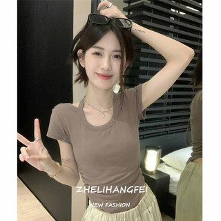 ZHELIHANGFEI Áo Thun Ngắn Tay Hở Vai Thời Trang Dành Cho Nữ