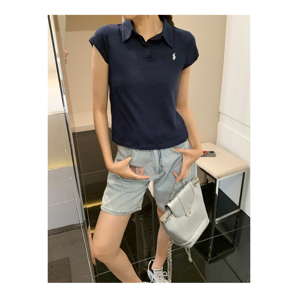 Áo Thun polo Ngắn Tay Phong Cách Retro Mùa Hè 65955