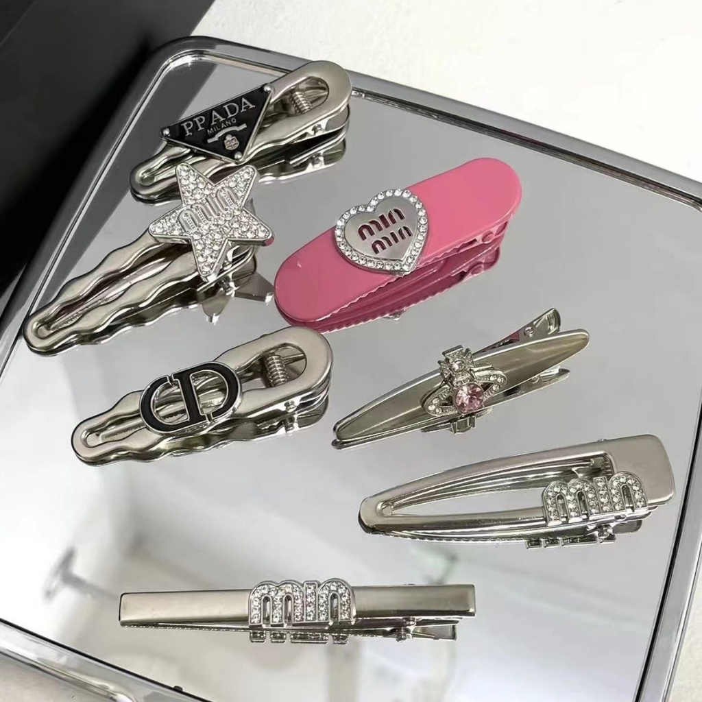 Kẹp Tóc Bảy Mảnh dopamine y2k Đính Đá rhinestone Hình Chữ love