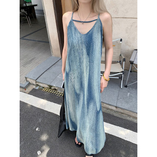 Tie-dye printing condole belt skirt dress female temperament of summer beach vacation loose languid is lazy wind in the a-line skirt