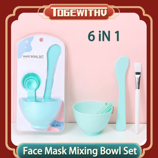 Bộ dụng cụ tự trộn đắp mặt nạ TOGEWITHU 6 trong 1 gồm bát / muỗng / que khuấy / que khuấy / que đo lường