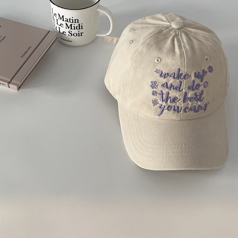 Mũ Lưỡi Trai Cotton Màu Trắng In Chữ Phong Cách Hàn Quốc Thời Trang Mùa Hè Cho Nam Và Nữ