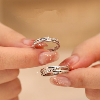 Nhẫn đính hôn bạc 925 đính đá zircon hình thánh giá cho cặp đôi