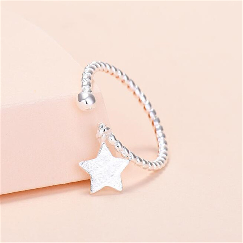 Nhẫn Hở Mạ Bạc 925 Hình Ngôi Sao Xoắn Sáng Tạo Phong Cách Hàn Quốc Thời Trang Cho Nữ CR204