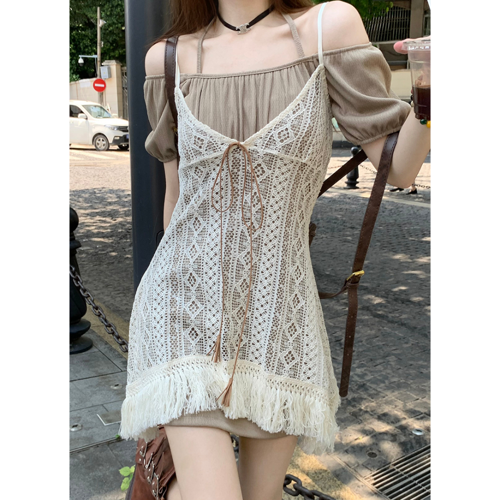 「MOTEL7」Đầm Ngắn Tay Hở Vai Gợi Cảm Cho Nữ