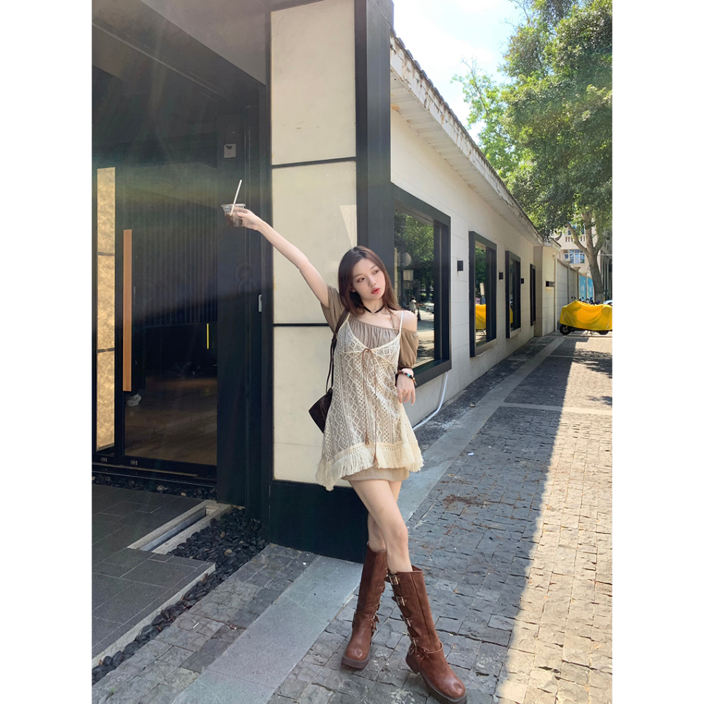 「MOTEL7」Đầm Ngắn Tay Hở Vai Gợi Cảm Cho Nữ