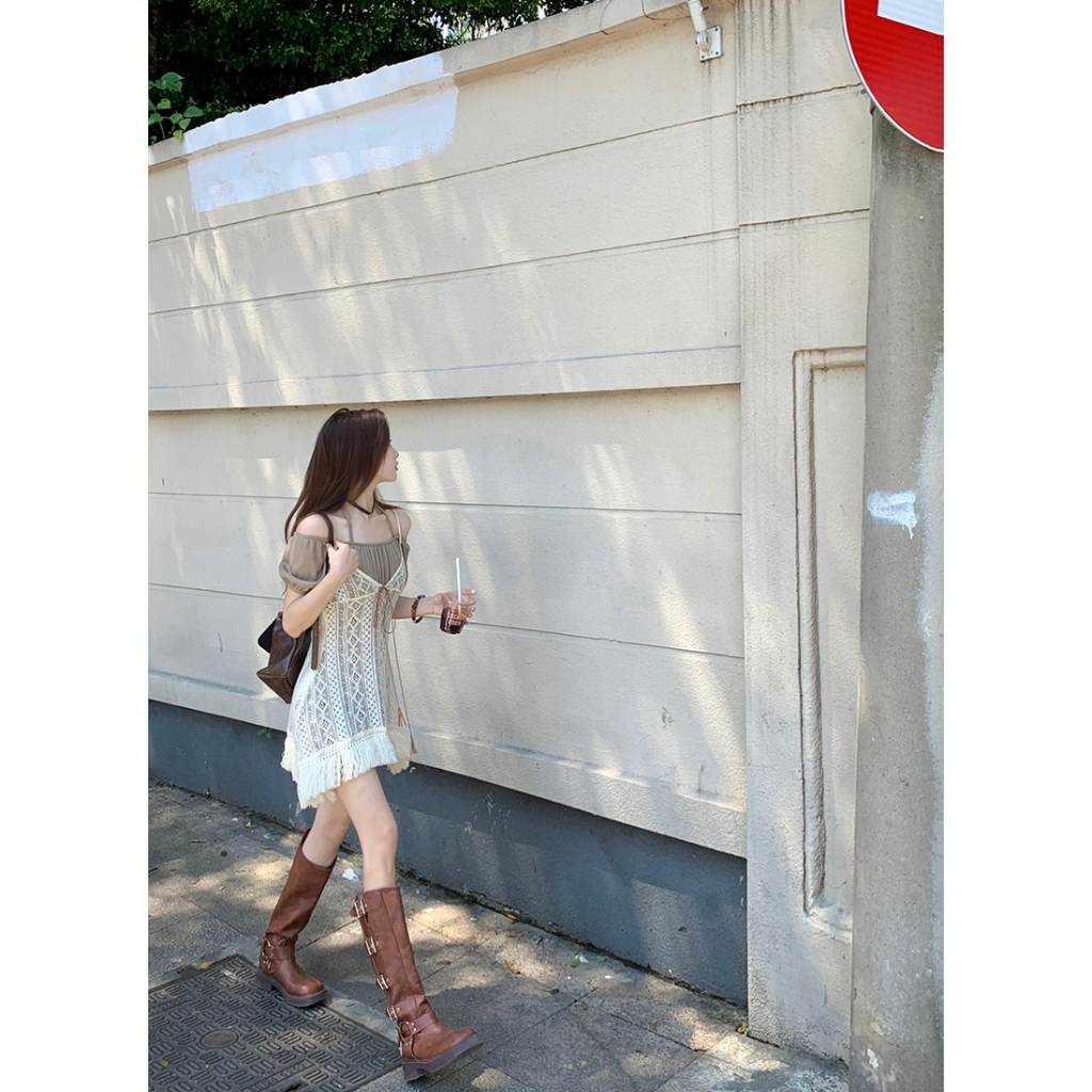 「MOTEL7」Đầm Ngắn Tay Hở Vai Gợi Cảm Cho Nữ