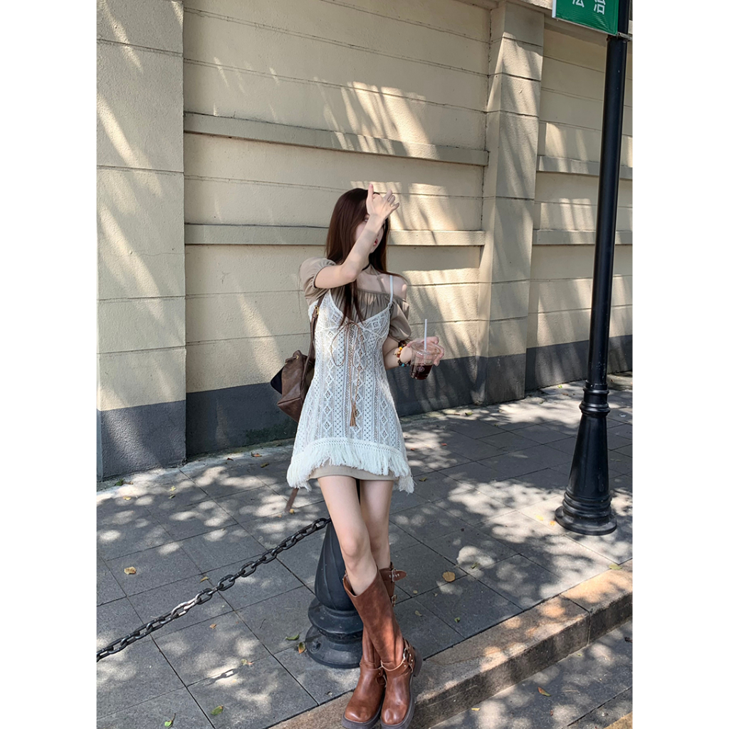 「MOTEL7」Đầm Ngắn Tay Hở Vai Gợi Cảm Cho Nữ