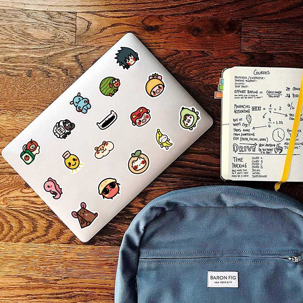 Bộ 100 Miếng Dán pvc Chống Nước Chống Nắng Họa Tiết Hoạt Hình Vui Nhộn Dùng Trang Trí laptop / Vali / Xe Đạp