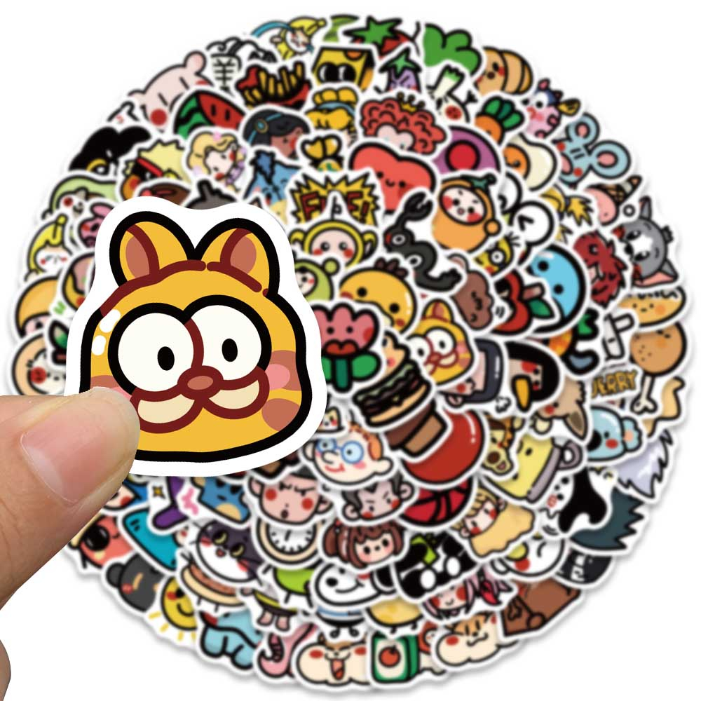Bộ 100 Miếng Dán pvc Chống Nước Chống Nắng Họa Tiết Hoạt Hình Vui Nhộn Dùng Trang Trí laptop / Vali / Xe Đạp