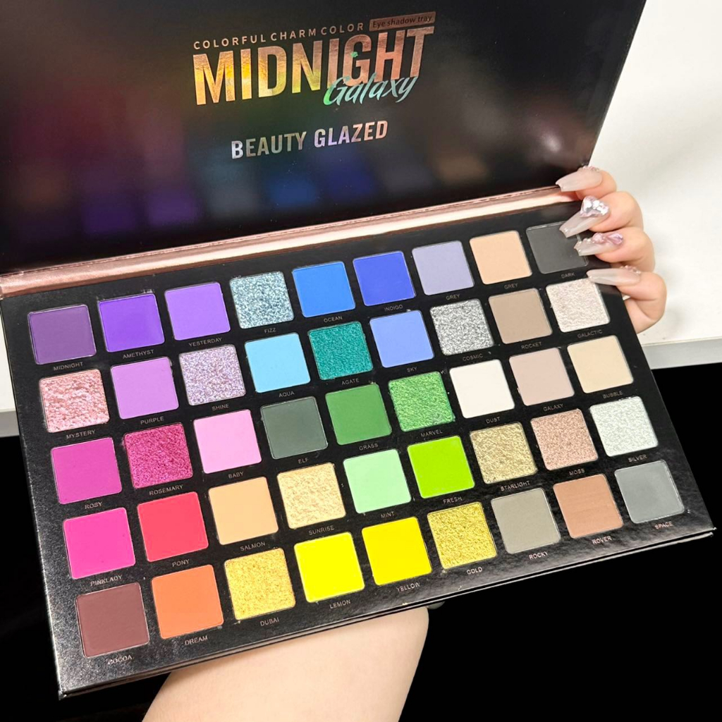 Bảng Phấn Mắt 45 Màu Lì Và Ánh Nhũ Lấp Lánh Thương Hiệu BEAUTY GLAZED