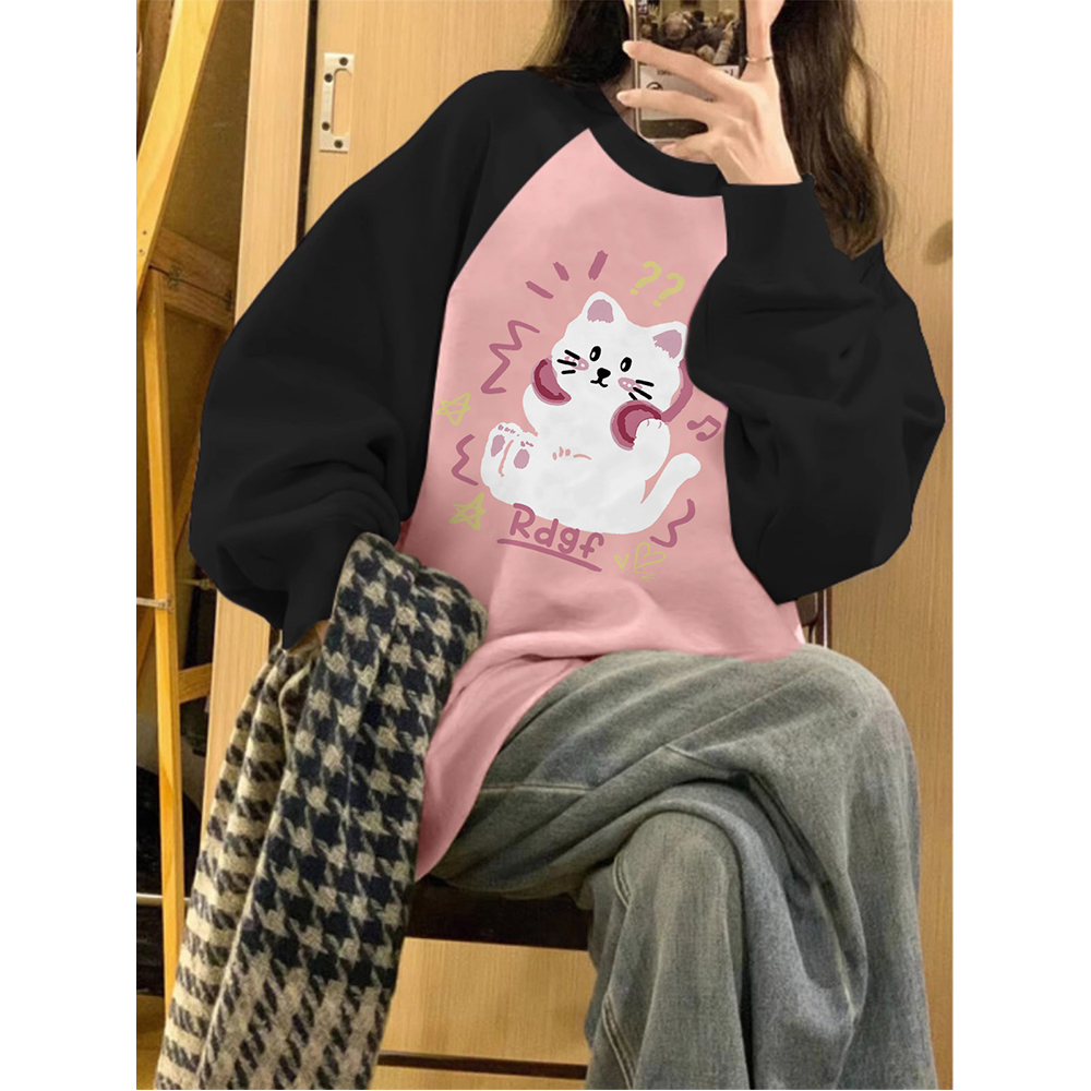 ihkke Áo sweater Tay Dài Hở Vai Màu Hồng Sữa Thô Nghệ Thuật Phong Cách Nước Ngoài Thời Trang Mùa Thu Cho Nữ