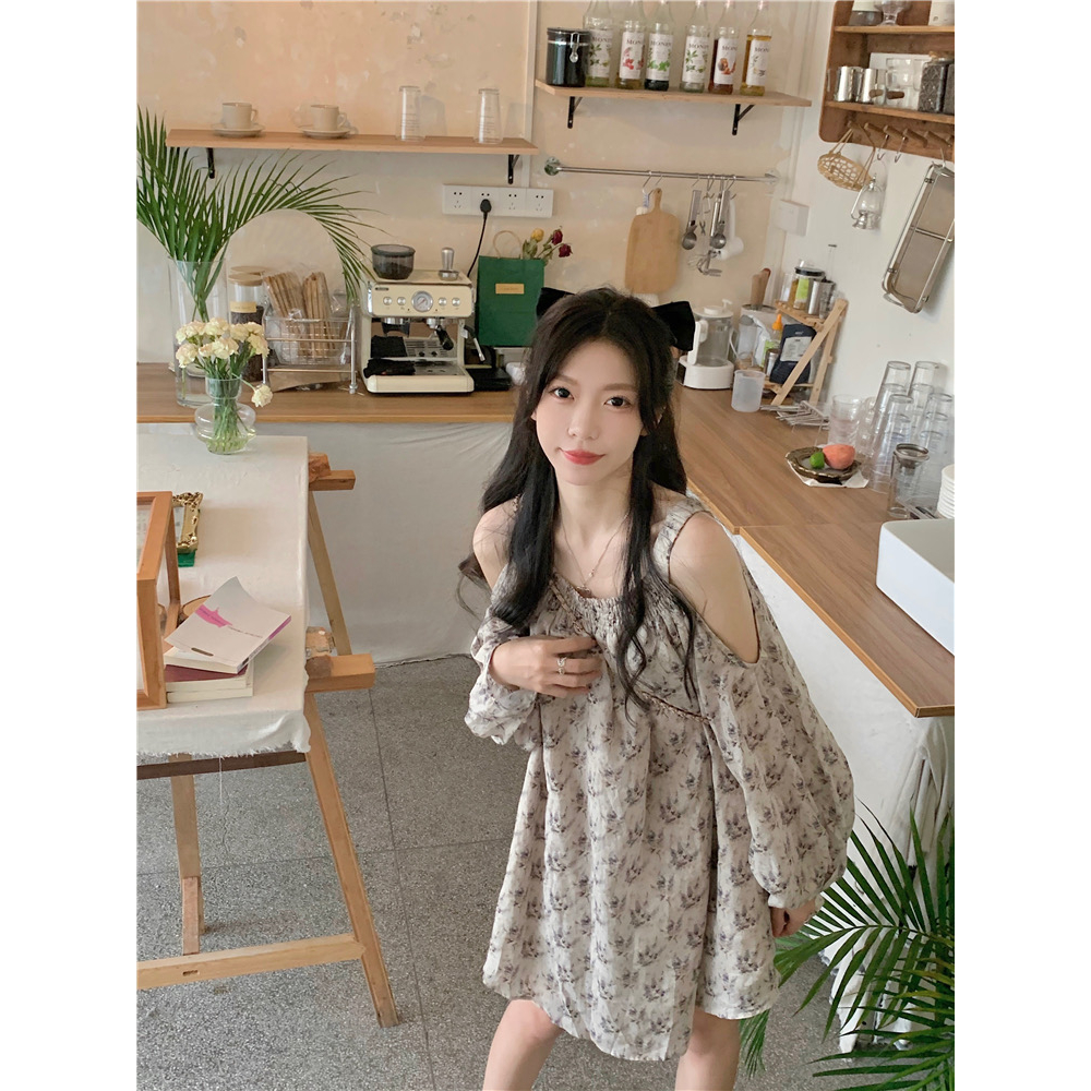 Đầm Hoa Dáng Chữ A Hở Vai Thiết Kế Ôm Sát Tôn Dáng Thời Trang Cho Nữ