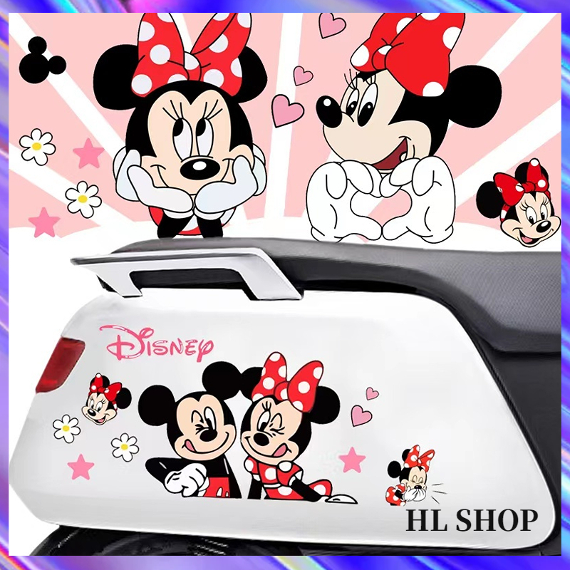 Miếng Dán Trang Trí Xe Máy HL Họa Tiết Hoạt Hình Mickey Minnie Dễ Thương