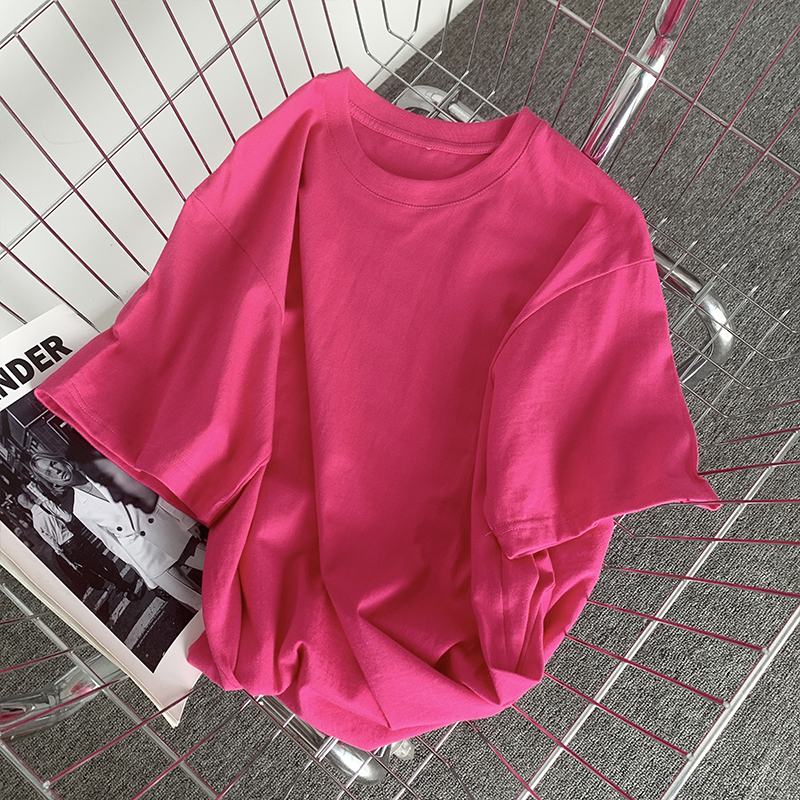 Áo Thun 100% cotton Tay Ngắn Cổ Cao Màu Trơn Phong Cách Hàn Quốc Thời Trang Xuân Hè Hàng Mới 2023