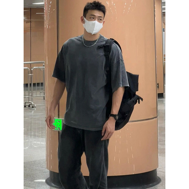 Áo Thun 100% cotton Tay Ngắn Cổ Cao Màu Trơn Phong Cách Hàn Quốc Thời Trang Xuân Hè Hàng Mới 2023