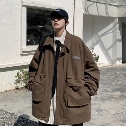 Áo Khoác Nam Trơn Màu Túi Lớn Thời Trang Hàn Quốc Dành Cho Nam Simple Unisex Áo Khoac Bomber Nam Bigsize Couple Top đồng Phục Bóng Chày đồng Màu