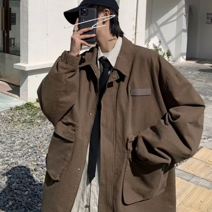 Áo Khoác Nam Trơn Màu Túi Lớn Thời Trang Hàn Quốc Dành Cho Nam Simple Unisex Áo Khoac Bomber Nam Bigsize Couple Top đồng Phục Bóng Chày đồng Màu