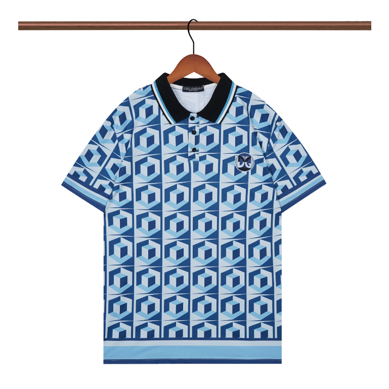 D & G Áo Thun POLO Ngắn Tay unisex Bằng cotton In Họa Tiết Thời Trang Có Cổ Gấp Gọn