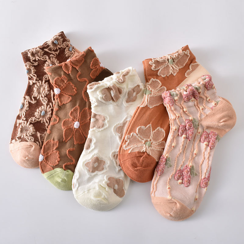 Vớ Cotton Cổ Ngắn In Họa Tiết Hoa Phong Cách Cổ Điển Thời Trang Xuân Hè Xinh Xắn Cho Nữ