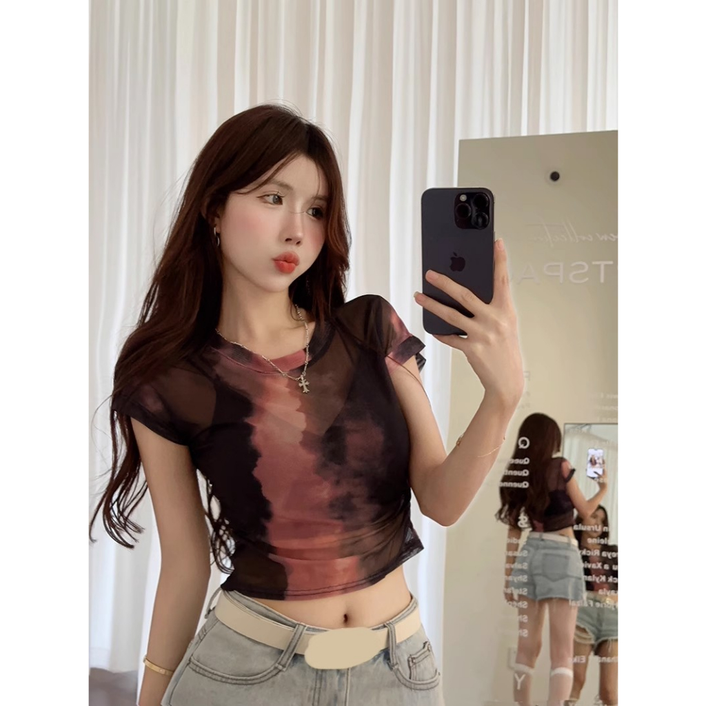 Áo Thun Tay Ngắn Cổ Tròn Màu Trơn Phong Cách Hàn Quốc Thời Trang Mùa Hè Cho Nữ