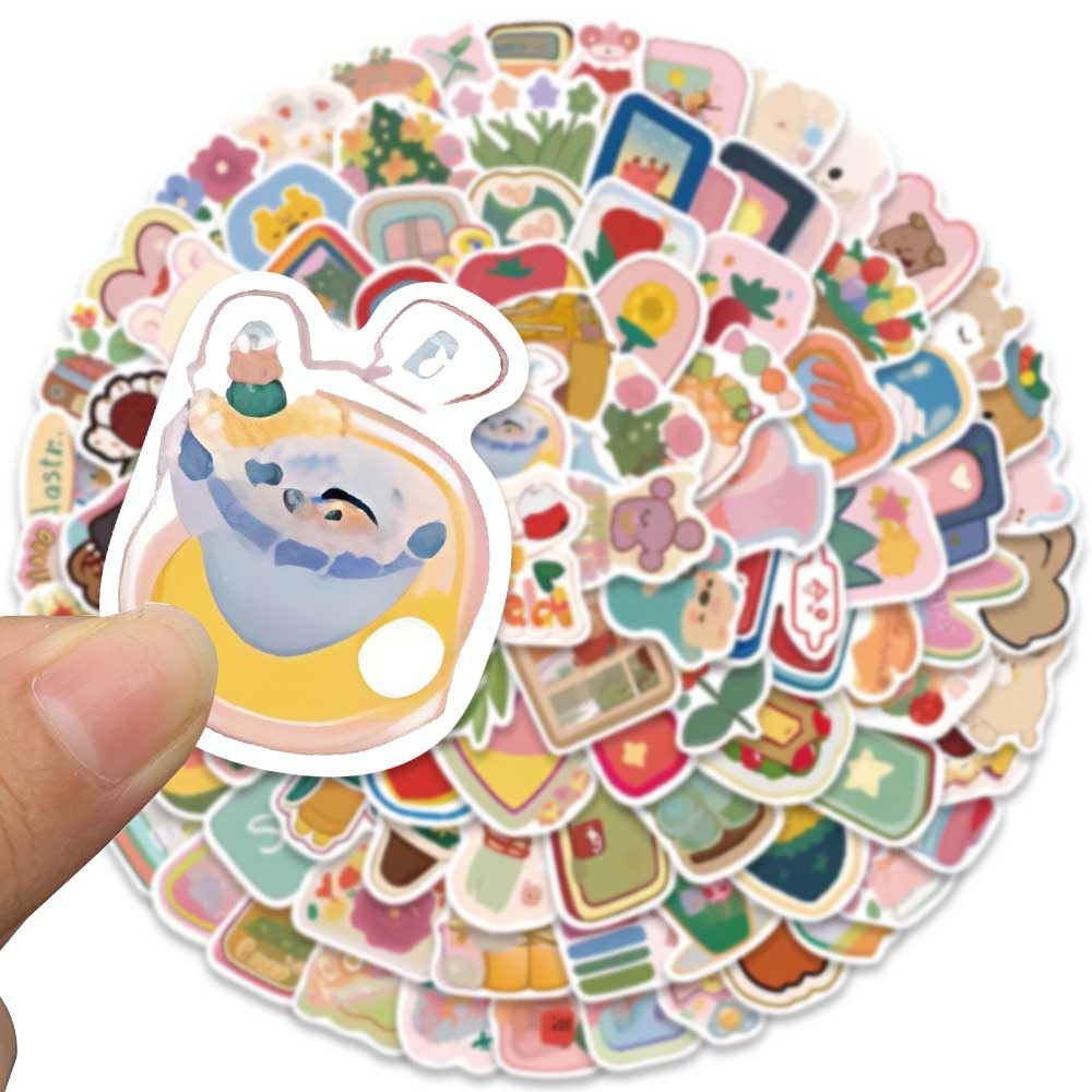 Bộ 100 Miếng Dán PVC Chống Nước Họa Tiết Hoạt Hình Vui Nhộn Dùng Trang Trí Laptop / Vali