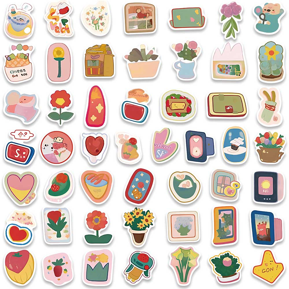 Bộ 100 Miếng Dán PVC Chống Nước Họa Tiết Hoạt Hình Vui Nhộn Dùng Trang Trí Laptop / Vali