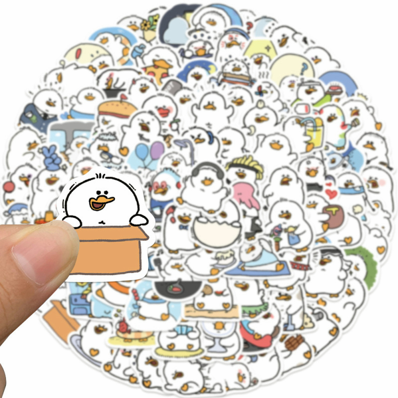 Set 100 Tấm Nhãn Dán Hình Vịt Hoạt Hình Chống Nước Trang Trí Sổ Tay / Hành Lý / Điện Thoại